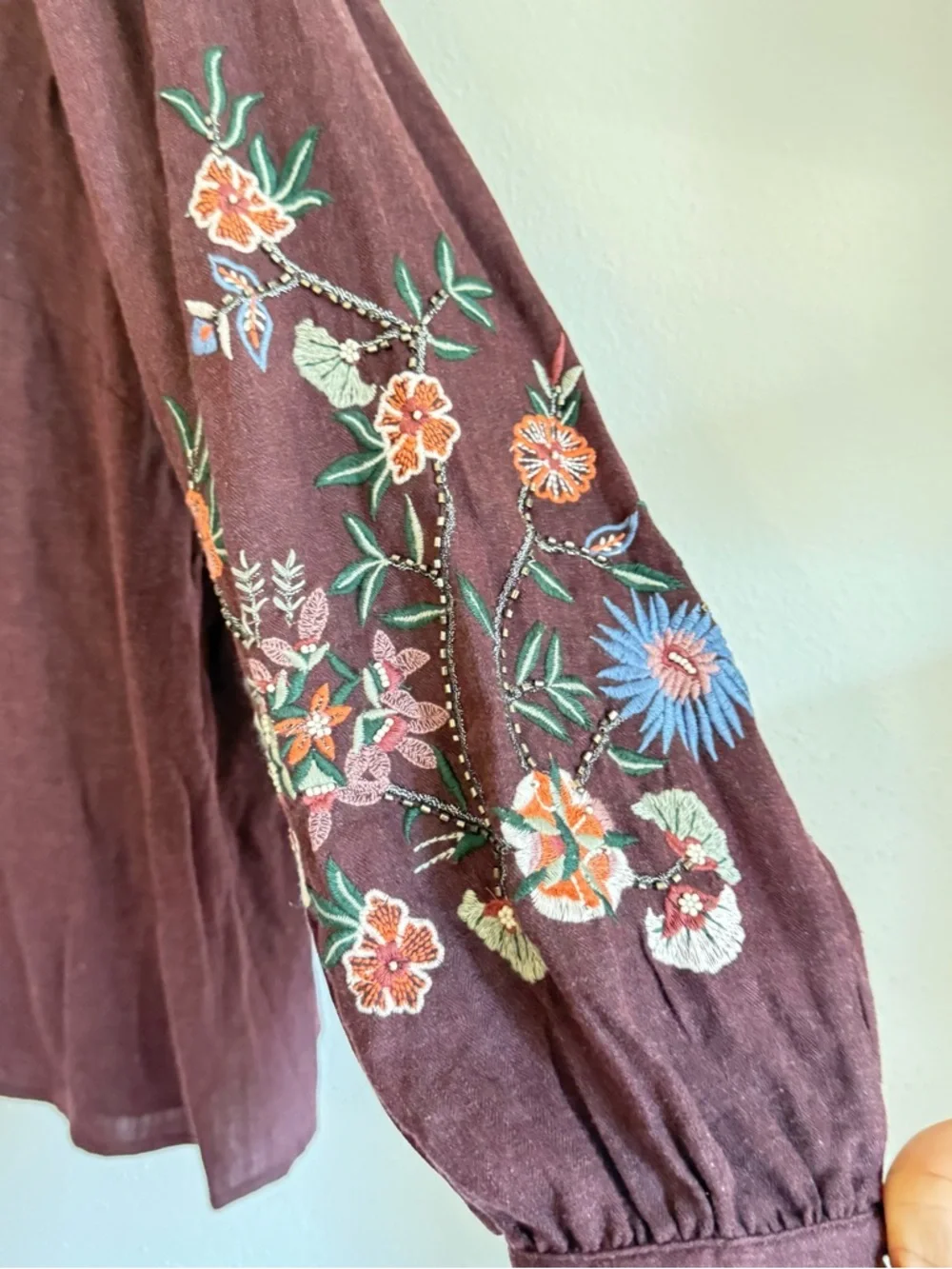 J. Jill Embroidered Long-Sleeve Top - Burgundy - Picture 2 of 5